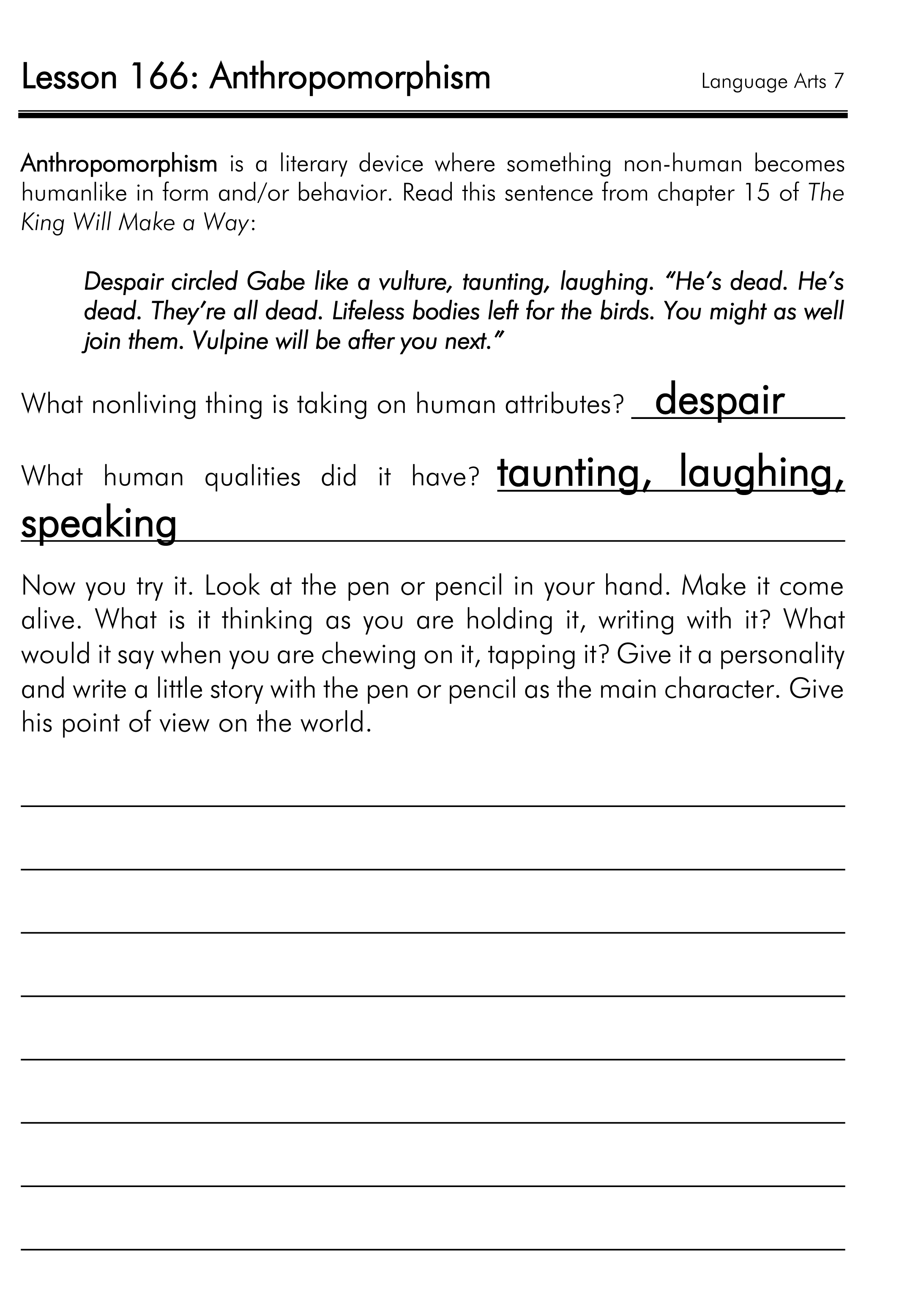 LA 7 Answers Lesson 166 – Easy Peasy All-in-One Homeschool